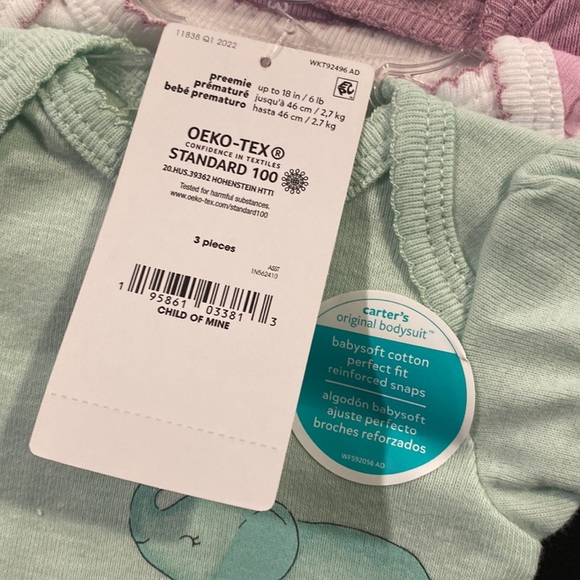 NWT Child of Mine by Carter’s short sleeved onesie set for preemies - Picture 5 of 5